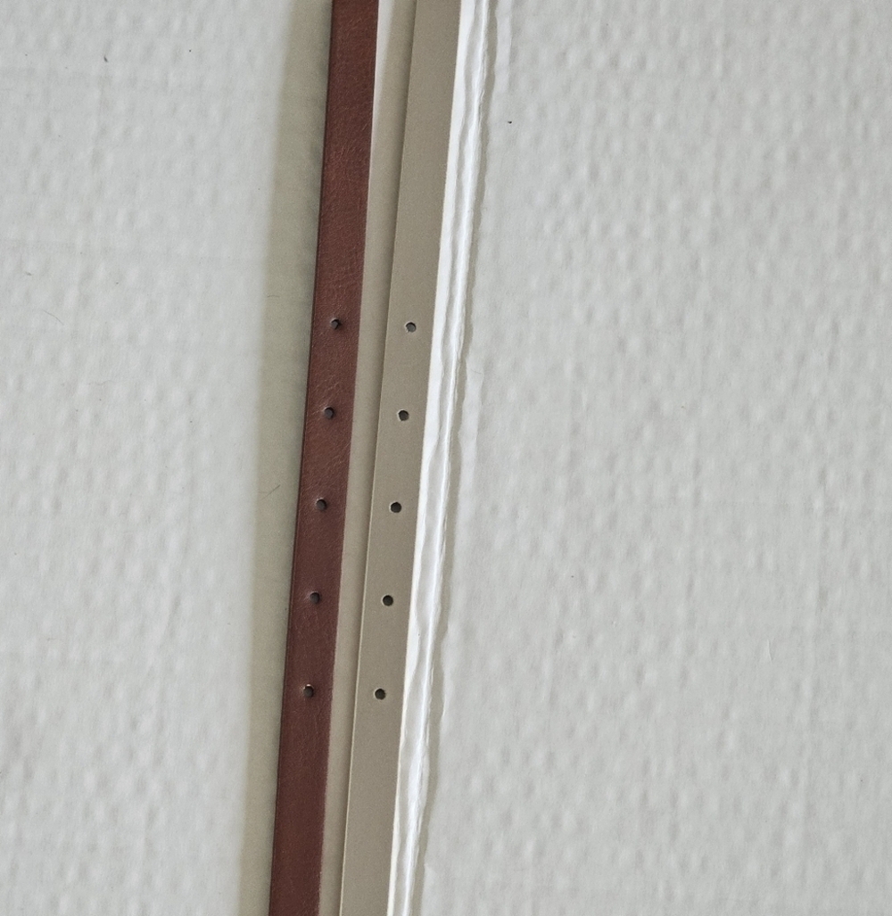 New Nordstrom Set Of 2 Hammered Buckle Faux Leather Belts Brown/Gold XLarge - Picture 4 of 12